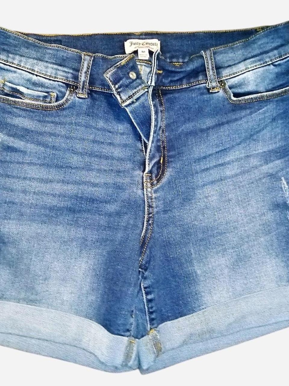 Juicy Couture Medium Blue Denim Rolled-Hem Shorts